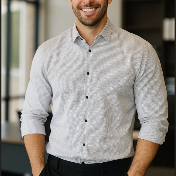 H&M Other - H&M Slim Fit Men’s Dress Shirt XL Gray Micro Dot Pattern | Modern & Stylish